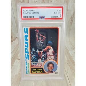 1978 Topps George Gervin PSA EX_MT 6 Card #20 NBA HOF San Antonio Spurs